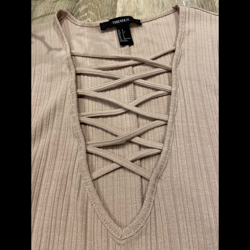 Short Lace Up Forever 21 Dress - Tan - Size S - Picture 3 of 7